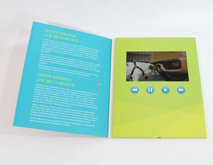 Videopak a adapté le livre à couverture dure aux besoins du client la vidéo visuelle de brochure d'affichage à cristaux liquides de Digital de 7 pouces dans la vidéo de l'ÉCRAN 1080P d'IPS de dossier
