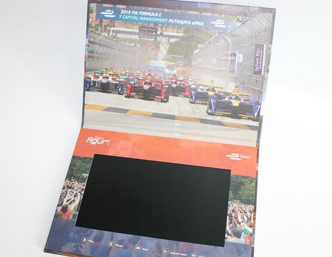 Videopak a adapté le livre à couverture dure aux besoins du client la vidéo visuelle de brochure d'affichage à cristaux liquides de Digital de 7 pouces dans la vidéo de l'ÉCRAN 1080P d'IPS de dossier