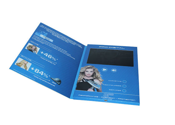 Vidéo quatre imprimée par couleur en brochure d'impression avec l'écran de TFT/port USB, carte de visite professionnelle de visite visuelle